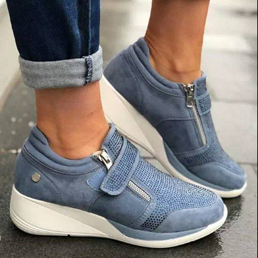 Tenis Deportivos con Plataforma Elevadora y Suela Gruesa - Cierre Velcro
