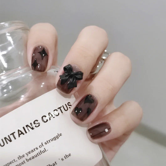 Parches de Uñas Mariposa Negra con Diseño Estelar - Image 8