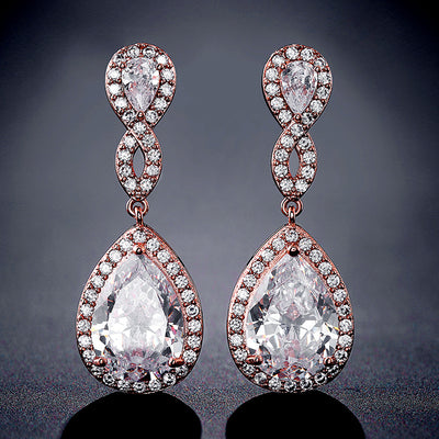 Aretes de Novia con Zirconia AAA Forma de Gota Banquete Nupcial - Image 18