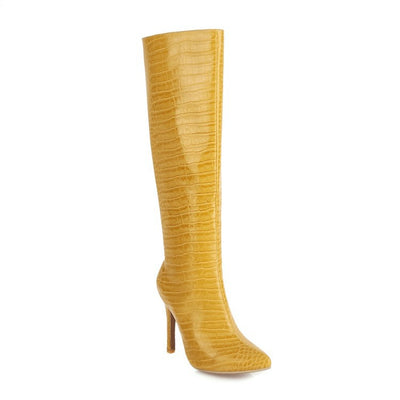 Zapatos de Tacón Stiletto Puntiagudo con Textura de Piedra - Estilo Europeo y Americano