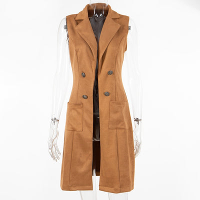 Chaleco de Ante Slim Fit Retro Elegante para Mujer - Image 7
