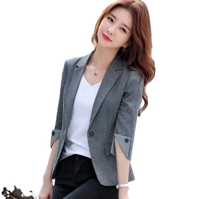 Traje de Negocios Slim Fit Elegante con Mangas Tres Cuartos - Image 10
