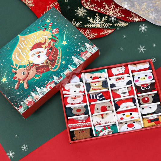Calcetines Navideños Sorpresa en Caja - Decoraciones Temáticas Miniatura