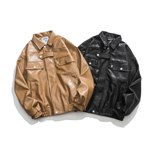 Chaqueta de Cuero Vintage para Motocicleta con Bolsillos - Image 11