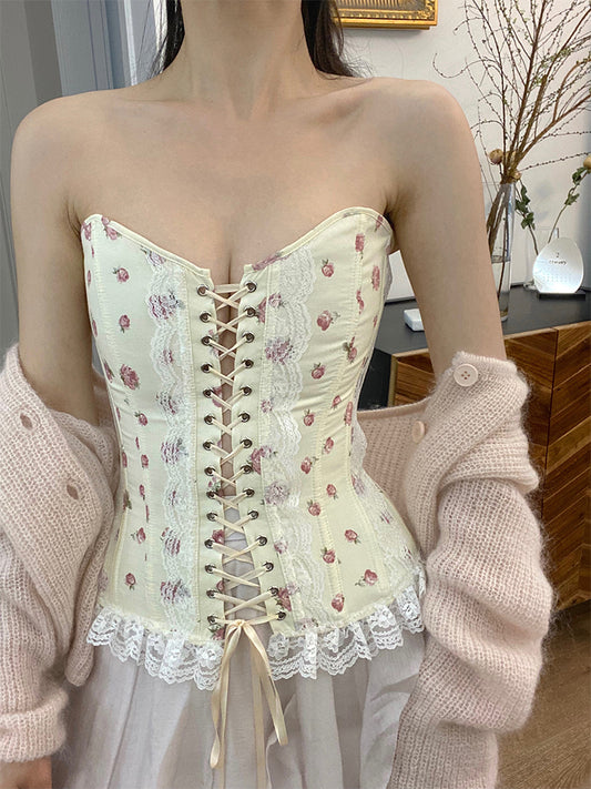 Corset Tubo Vintage de Encaje Francés con Patrón Espiga - Image 2