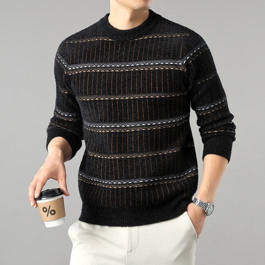 Suéter Grueso de Cuello Redondo para Hombre con Forro Polar y Textura de Visón Sintético - Image 10