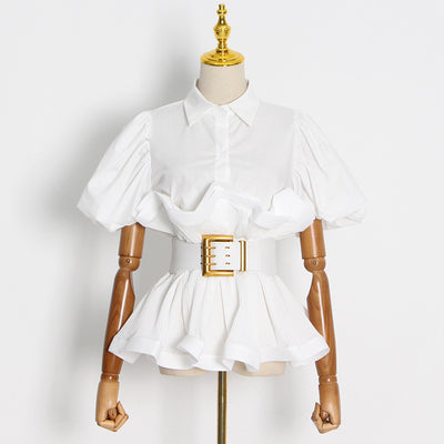 Blusa Princesa con Volantes y Solapa Simple - Image 8