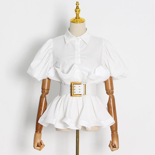 Blusa Princesa con Volantes y Solapa Simple - Image 8