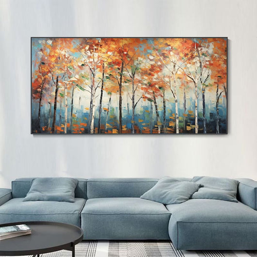 Cuadro Óleo Artesanal Bosque de Arces Otoñal - Arte Moderno para Sala de Estar - Image 3
