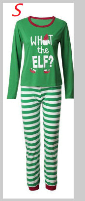 Green and white striped long-sleeve pajama set with "WHAT THE ELF?" graphic for family matching. - Image 9