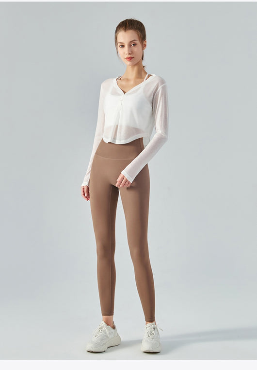 Blusa Yoga Suelta Cuello V Manga Larga con Efecto Drapeado - Image 15