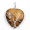 Peach Heart-shaped Lovers Pendant Natural Crystal Tree Of Life Necklace Tigers Eye