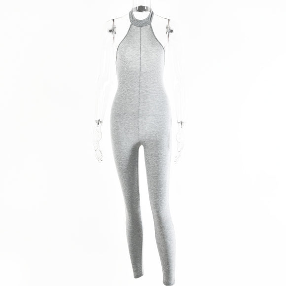 Women's Sleeveless Fitted Halter Jumpsuit - Sexy Autumn Winter Design