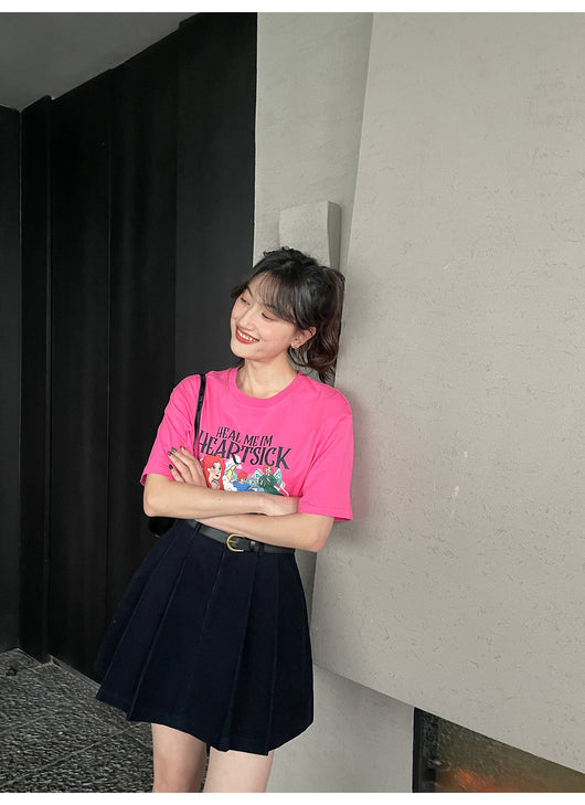 Playera Estampada Suelta y Ajustada para Mujer - Cuello Redondo Manga Corta - Image 37
