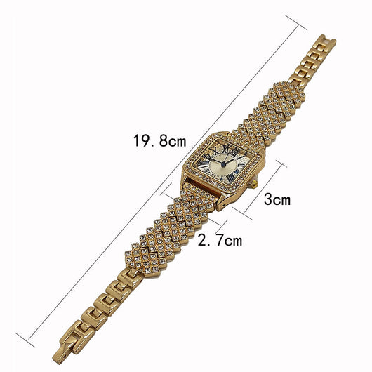 Reloj para Mujer con Diamantes Completos Pulseras Juego Cuadrado Estrella Cielo - Image 5