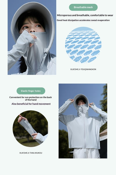 Ropa de Protección Solar Tipo Ice Silk con Ala Ancha para Mujer - Image 20