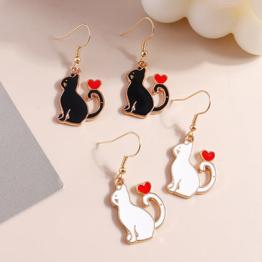 Aretes Colgantes Minimalistas de Mariposa, Gato y Dinosaurio en Acrílico y Metal