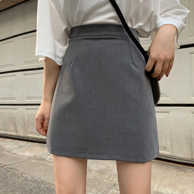 Falda Gris Cintura Alta Corte A Slim - Image 6