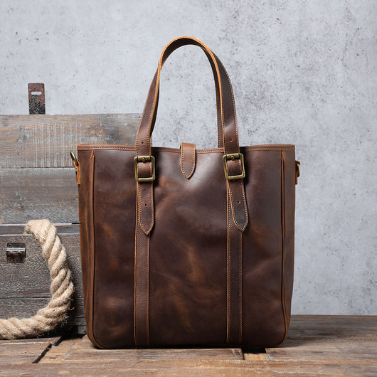 Bolso de Cuero Genuino Retro - Bandolera Marrón Grande Estilo Vintage - Image 8