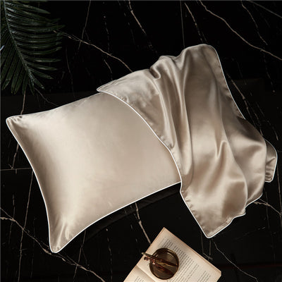 Funda de Almohada de Seda Satinada Liso de Un Lado - Image 5