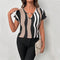 Blusa Rayas Europeas Cuello V Manga Corta - Estilo Verano
