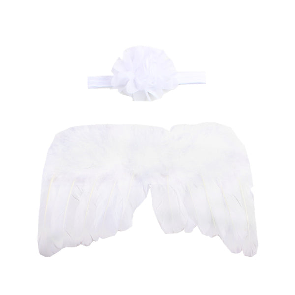 Set de Moños para el Cabello con Alas de Ángel y Flores Puntiagudas