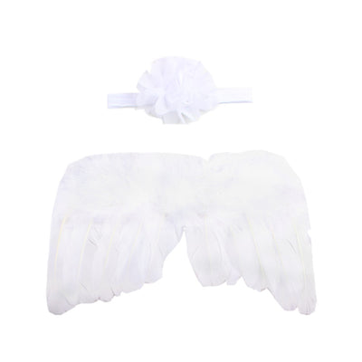 Set de Moños para el Cabello con Alas de Ángel y Flores Puntiagudas
