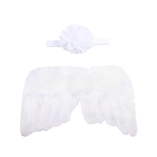 Set de Moños para el Cabello con Alas de Ángel y Flores Puntiagudas