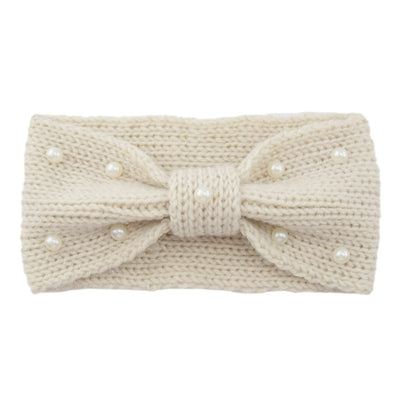 Diadema Tejida de Lana con Moño de Perlas para Mujer - Image 32