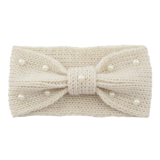 Diadema Tejida de Lana con Moño de Perlas para Mujer - Image 32