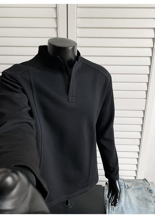 Suéter Polo de Cuello Alto con Parches y Manga Larga para Hombre - Image 13