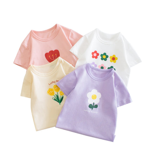 Playera Infantil con Estampado Floral de Manga Corta - Image 2