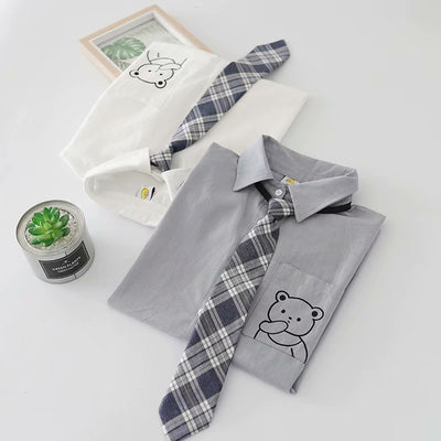 Camisa Escolar Suelta Estilo Japonés con Corbata - Manga Corta Versátil - Image 9