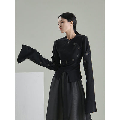 Camisa Larga Irregular con Botones - Image 9