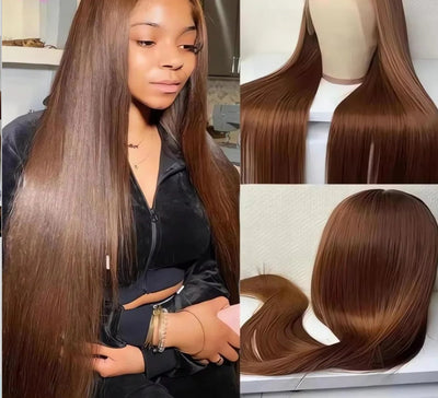 Peluca Frontal de Encaje para Mujer Cabello Liso Largo Estilo Europeo Americano - Image 6