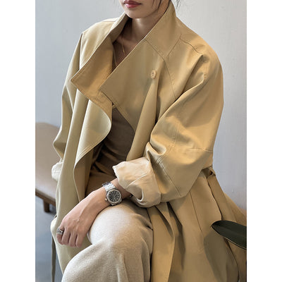 Chamarra Retro Suelta de Cintura para Mujer con Cuello Mao - Image 3