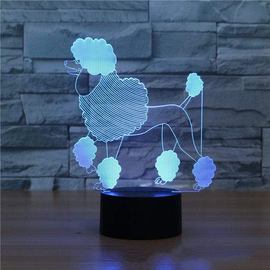 Lámpara 3D Caniche con Luz Nocturna Táctil Multicolor LED - Image 3