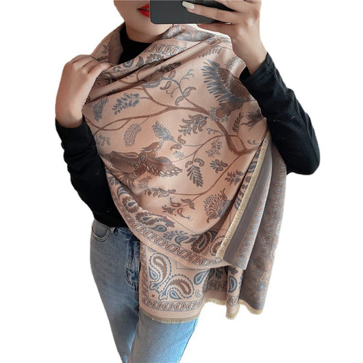 Pañuelo Étnico Retro con Diseño de Pájaro Azul para Mujer - Image 5