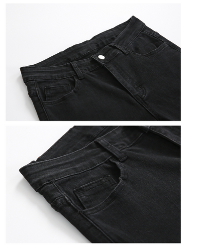 Pantalones Vaqueros Negros Rotos en la Rodilla para Hombre - Image 8