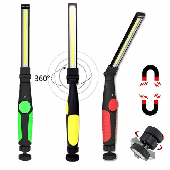 Linterna LED Magnética Recargable USB COB para Reparaciones - Lámpara Portátil Giratoria 180°