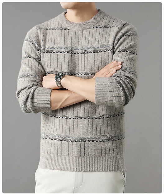 Suéter Grueso de Cuello Redondo para Hombre con Forro Polar y Textura de Visón Sintético - Image 16