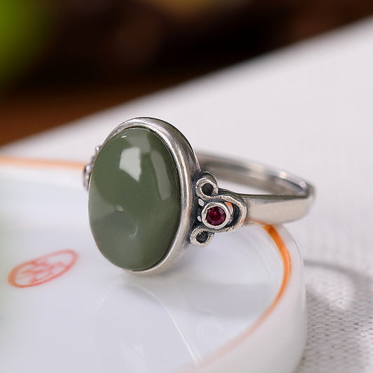 Anillo de Plata Esterlina con Zafiro Hetian para Mujer