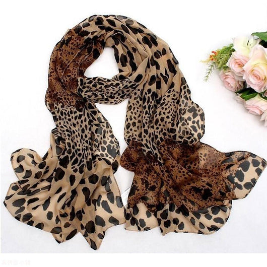 Pañuelo de Seda Estampado Leopardo para Cabello y Cuello