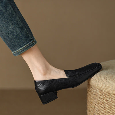 Mocasines Mujer Tacón Robusto Punta Cuadrada Elegantes - Image 16