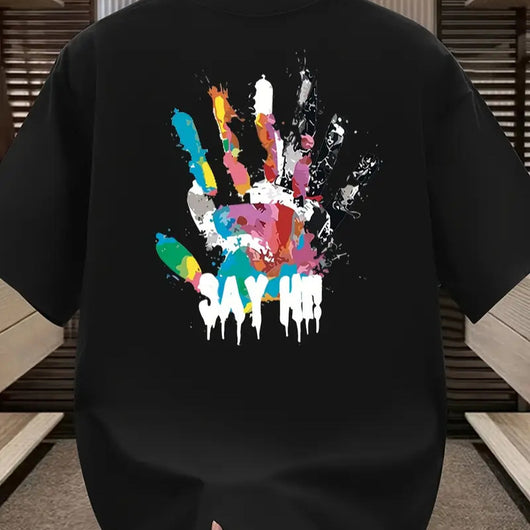 Playera Estival de Hombre con Bloques de Color e Impresión 3D
