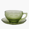 Taza de Café de Vidrio Grueso con Plato - Diseño Floral Retro Resistente al Calor
