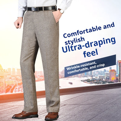 Pantalones de Vestir Clásicos Hombre Talle Alto Pierna Recta sin Arrugas