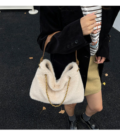 Bolsa de Hombro Grande con Pelaje para Mujer - Bolso Mensajero de Capacidad Amplia - Image 16