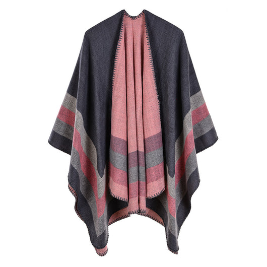 Poncho Cachemir de Marco Amplio con Abertura Frontal - Image 10