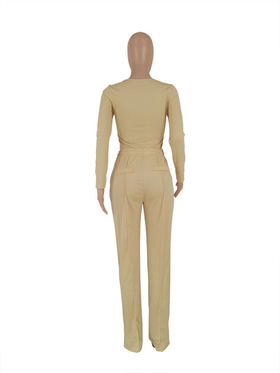 Pantalón Casual con Cordones y Blusa Elegante - Conjunto Coordinado Monocromo - Image 12